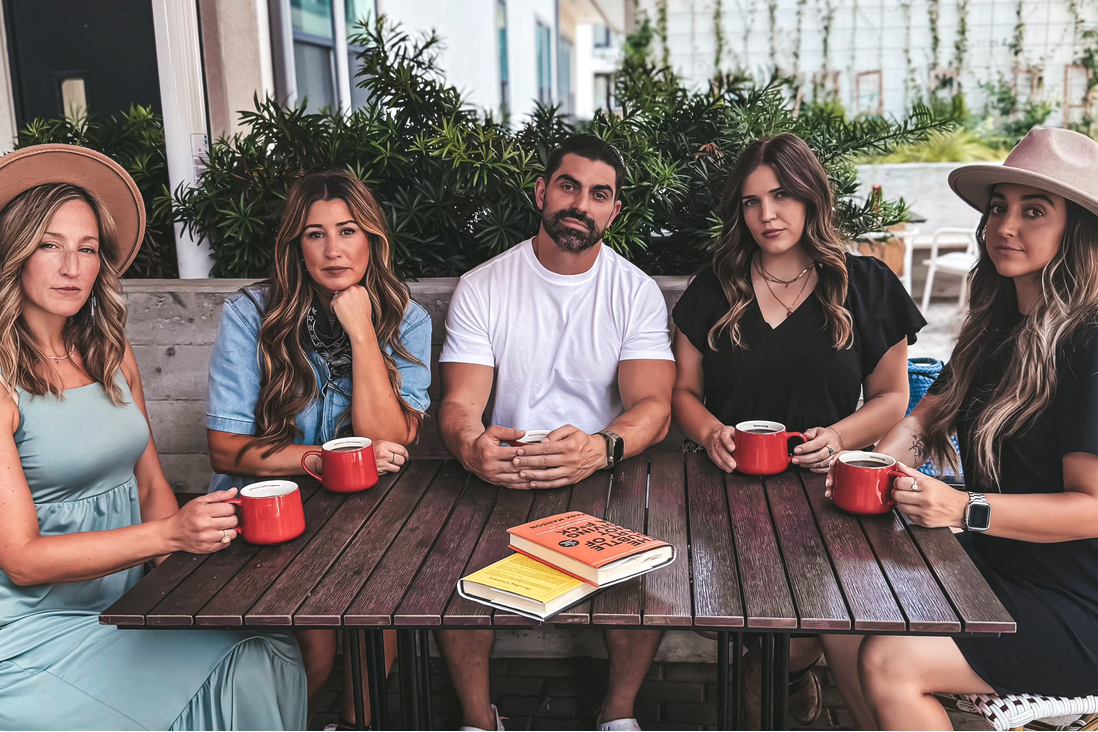 The Sibling Rivalry Coffee family bringing their coffee cups together