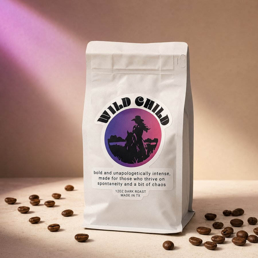 Wild Child dark roast coffee bag